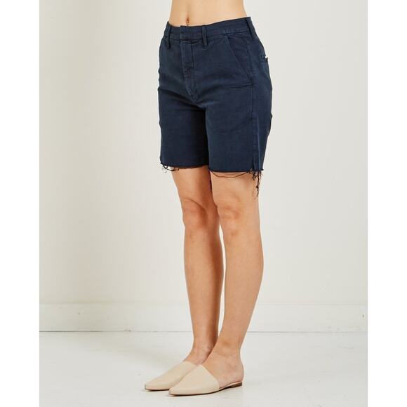 Mother Women's Navy Blue The Bermuda Prep Snippet Frayed Hem Short Size 26 - Picture 2 of 8